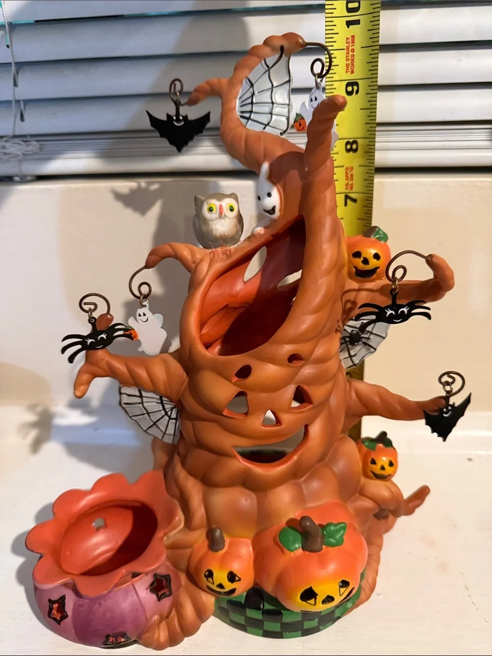 PartyLite Haunted Tealight Tree Candle Holder Halloween Spiders Ghost Bats